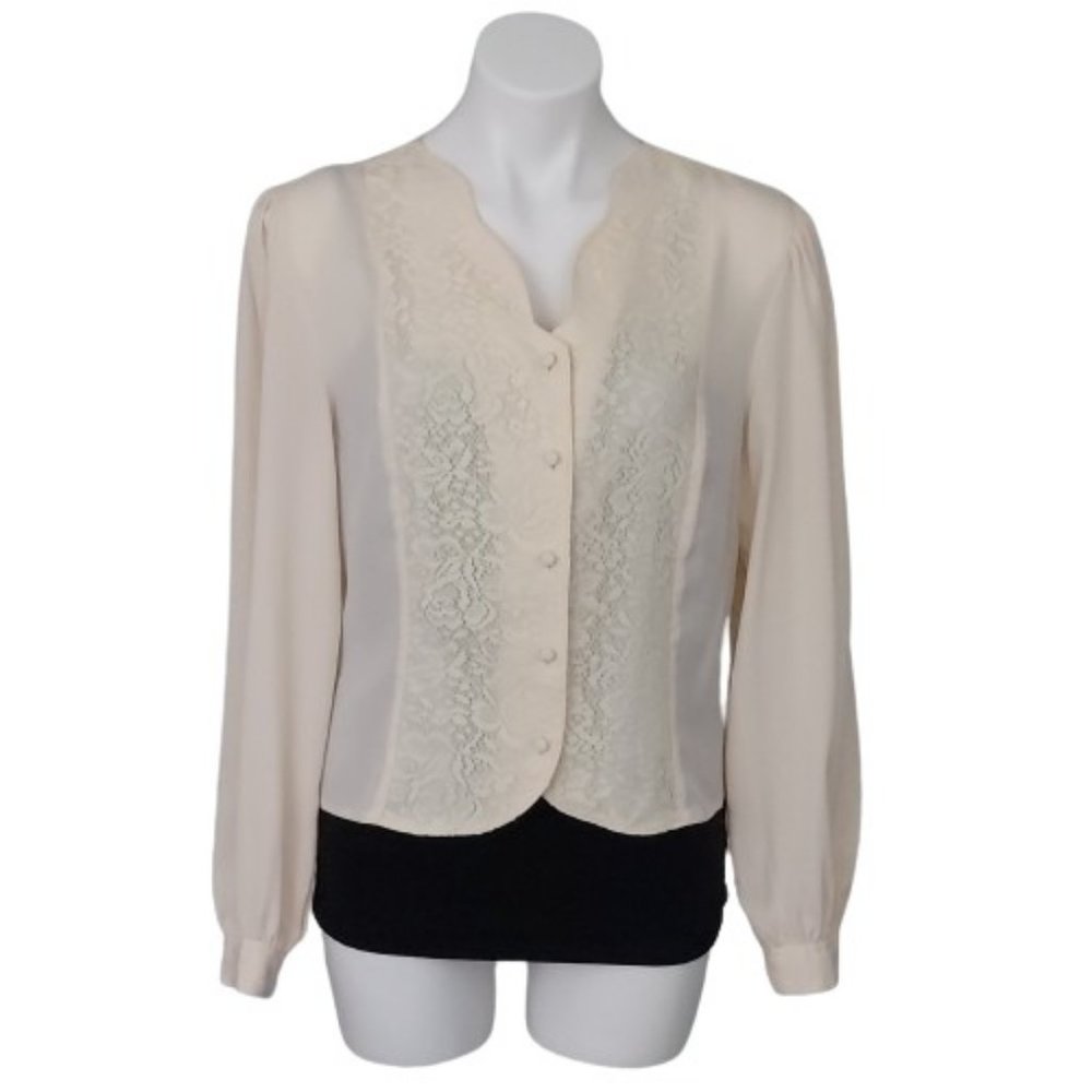 Vintage 90s Your Sixth Sense Cream Cottagecore Blouse